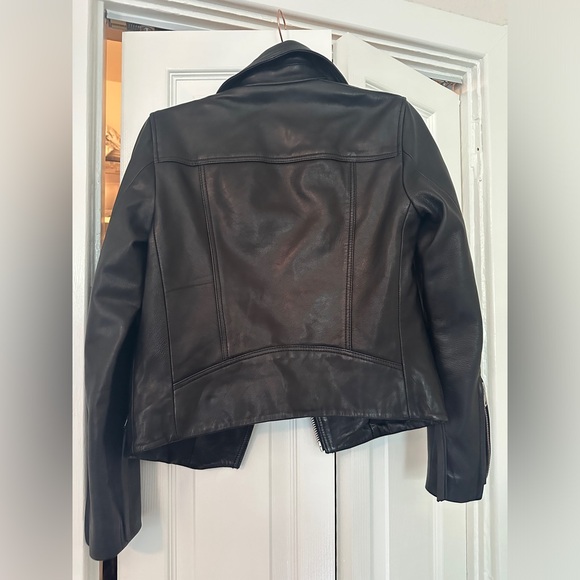 All Saints Dalby Leather Biker Jacket, Size US 2 BLACK - Picture 2 of 3